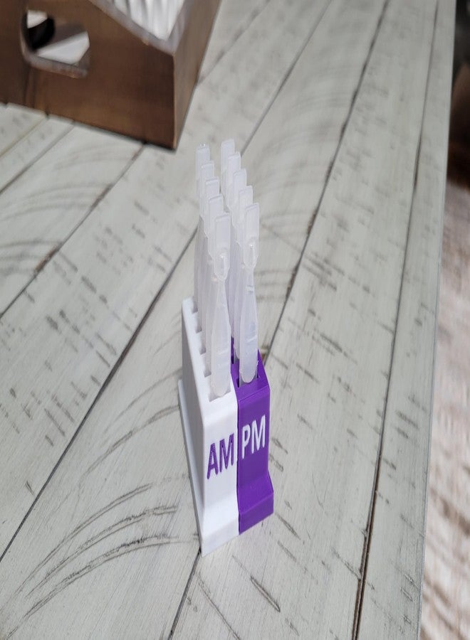 Znet3D Eye Drop Vial Holder for Single-Use Disposable Vials – Compatible with Major Brands, Dual-Color with AM/PM Sides for Usage Tracking, Available in 10-Slot & 14-Slot Sizes (White/Purple, 10-Slot) - Image 3